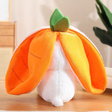 Large Reversible Carrot Rabbit & Strawberry Bunny Plush Pillow