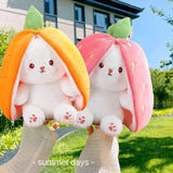 Large Reversible Carrot Rabbit & Strawberry Bunny Plush Pillow