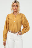 Ruched Button Up Long Sleeve Shirt