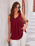 Ruched Scoop Neck Wide Strap Tank