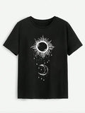Sun & Moon Graphic Round Neck T-Shirt