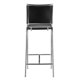 14" X 20" X 37.5" 2 Pcs Black Leatherette Chromed Steel Bar Chair