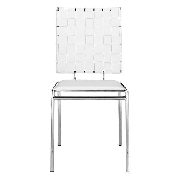 17" X 21" X 35" 4 Pcs White Leatherette Chromed Steel Dining Chair