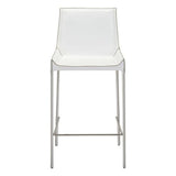 18.1" X 20.5" X 39" 2 Pcs White Recycled Leather Metal Bar Chair