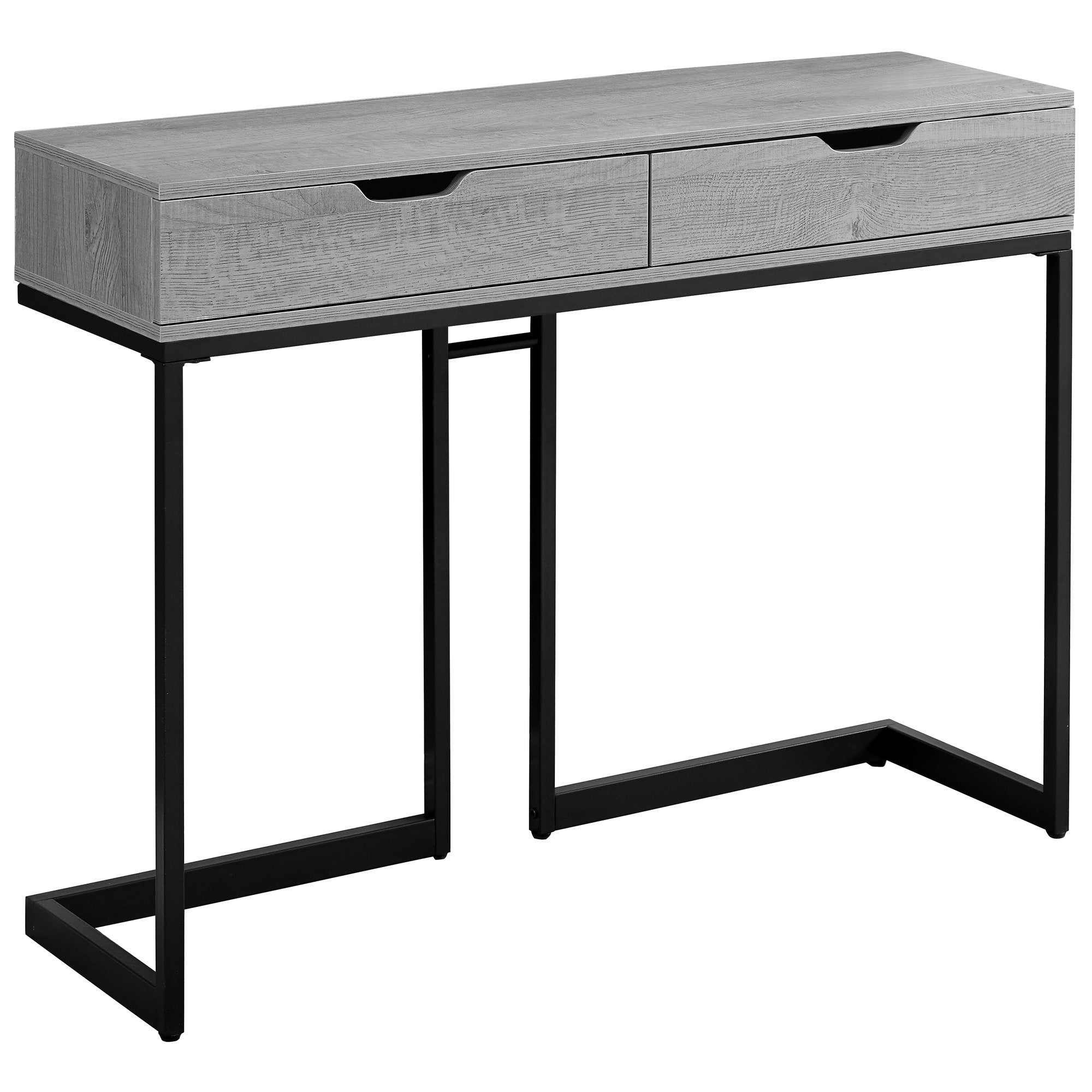 32" Dark Taupe Finish and Black Metal Accent Table