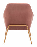 28" x 29.5" x 33.9" Pink Velvet Metal Arm Chair