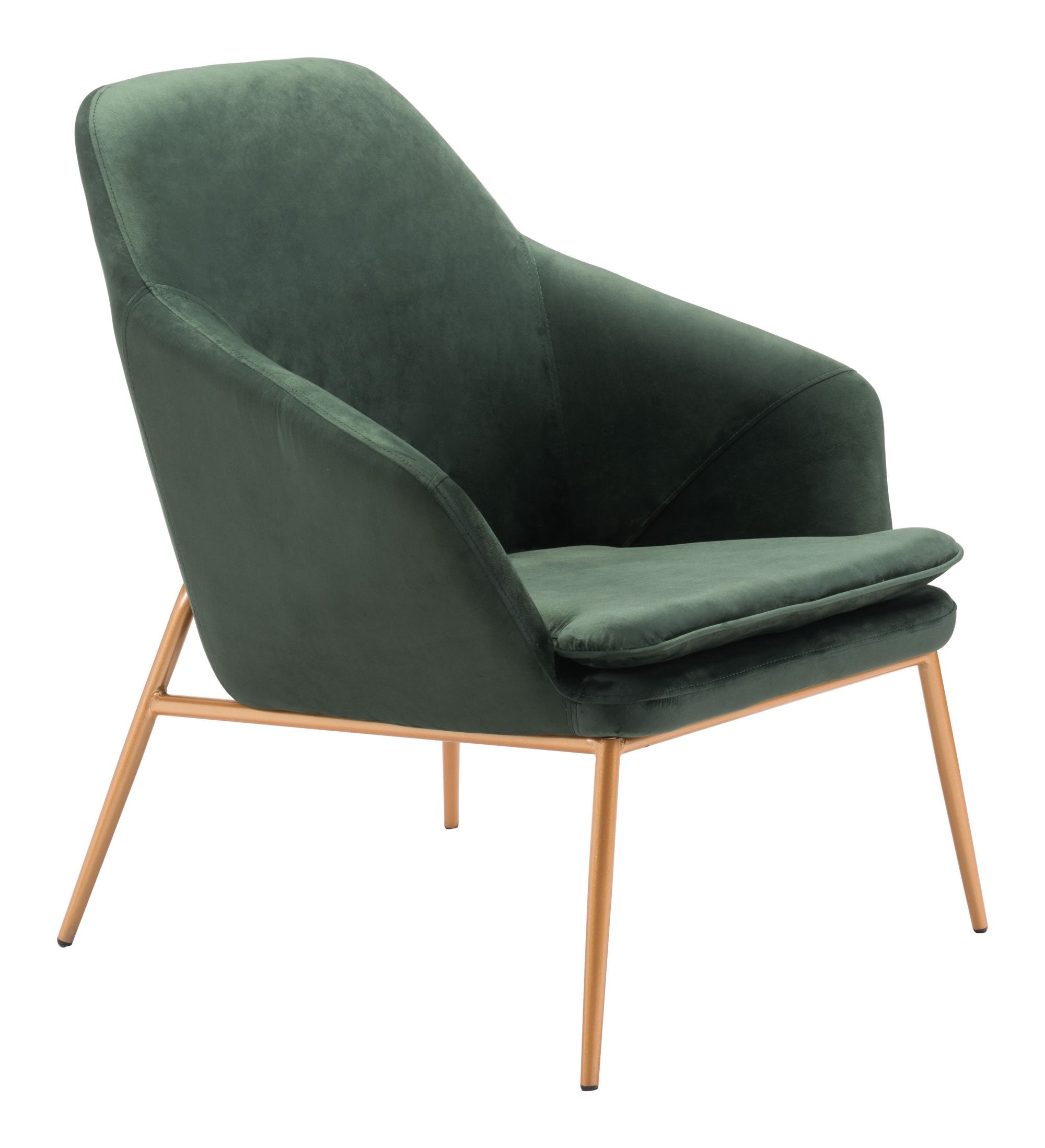 34" Green Velvet Metal Arm Chair