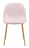 Pink Rose Velvet and Gold Finish Dining or Side Chairs Set of 2