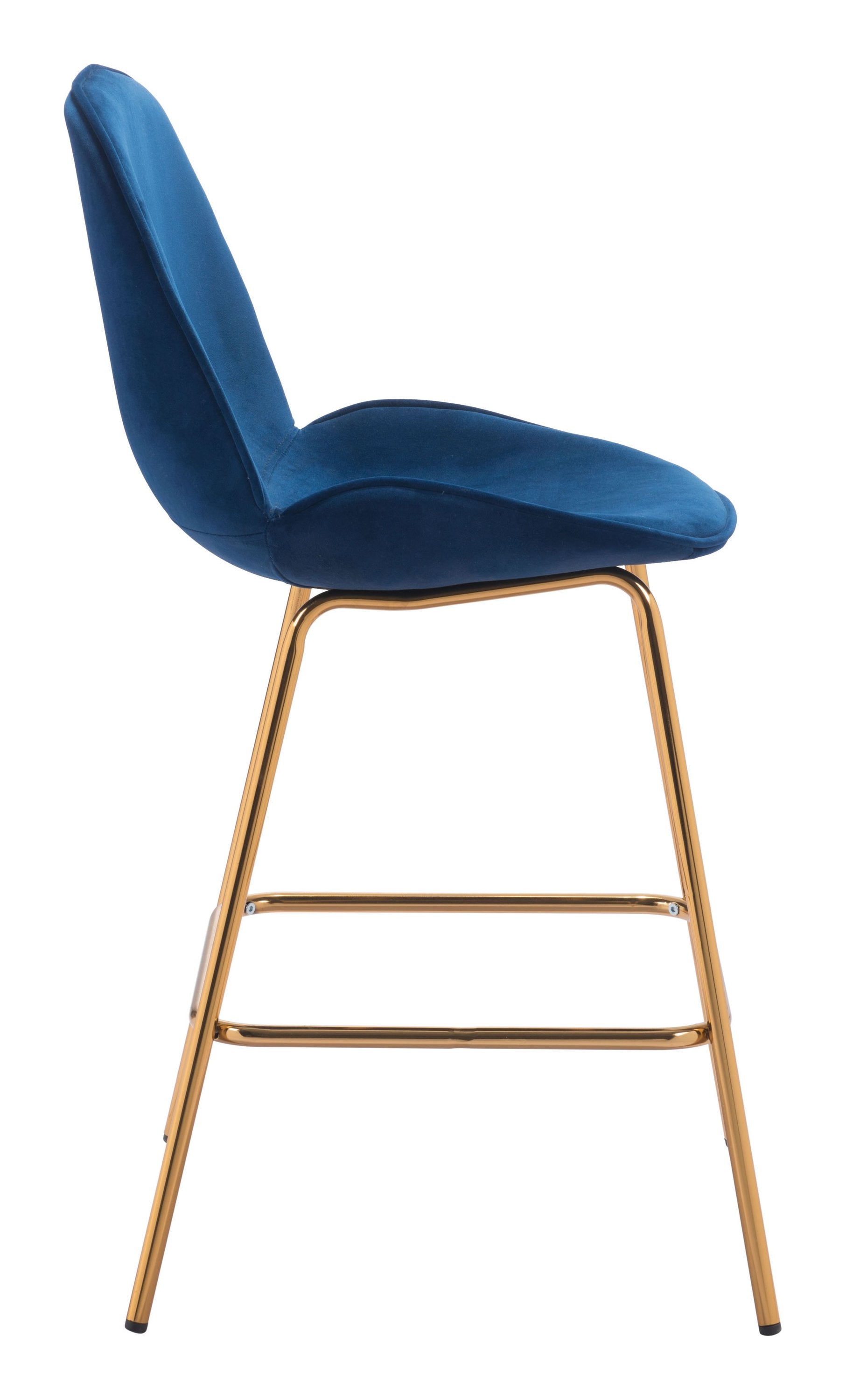 20.9" x 24" x 40.6" Dark Blue Velvet, Steel & Plywood, Counter Chair