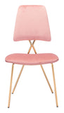 19.7" x 21.9" x 35.8" Pink & Gold, Velvet, Steel & Plywood, Chair Chair