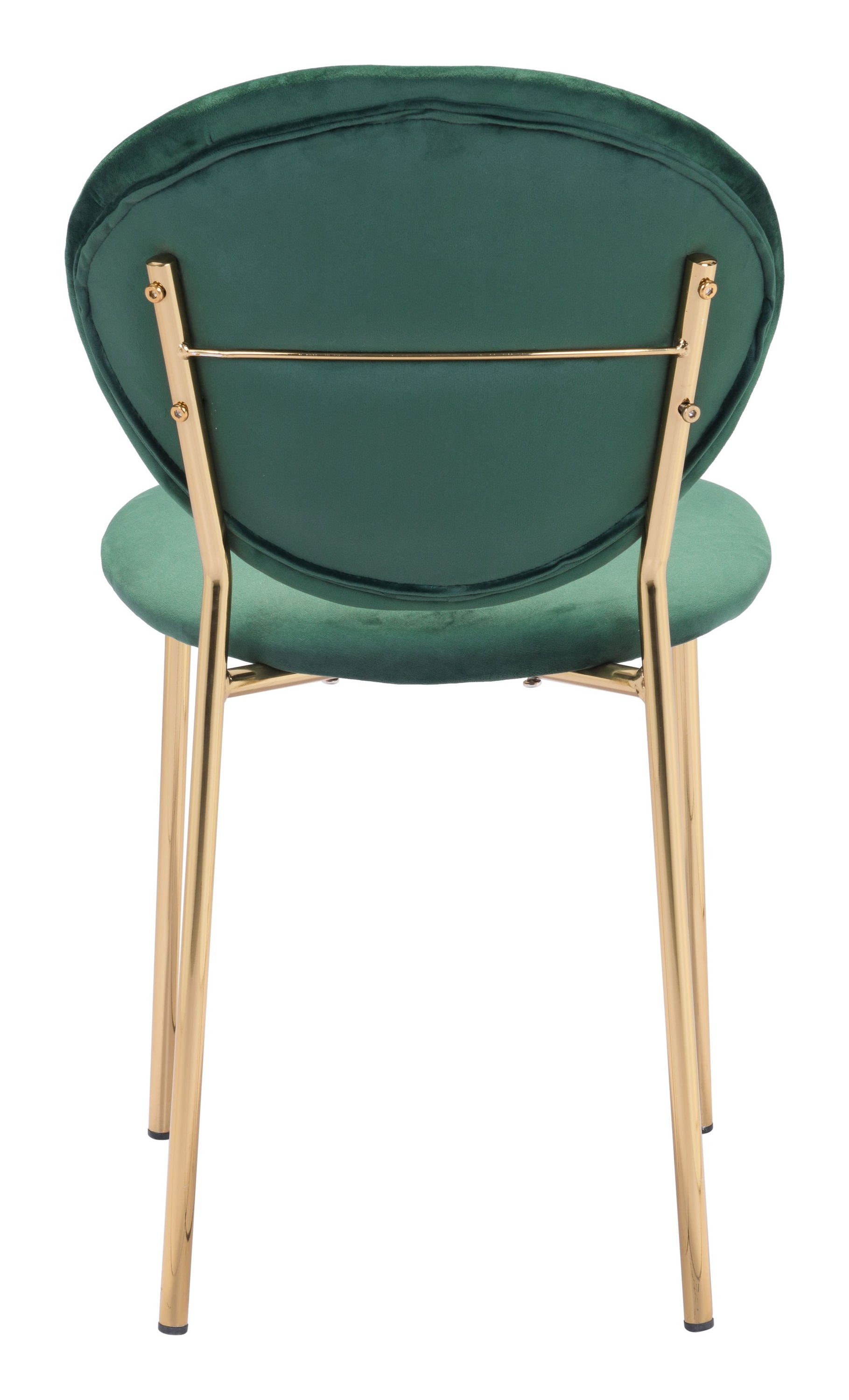 18.1" x 23.6" x 32.3" Green and Gold Velvet Steel and Plywood Chair
