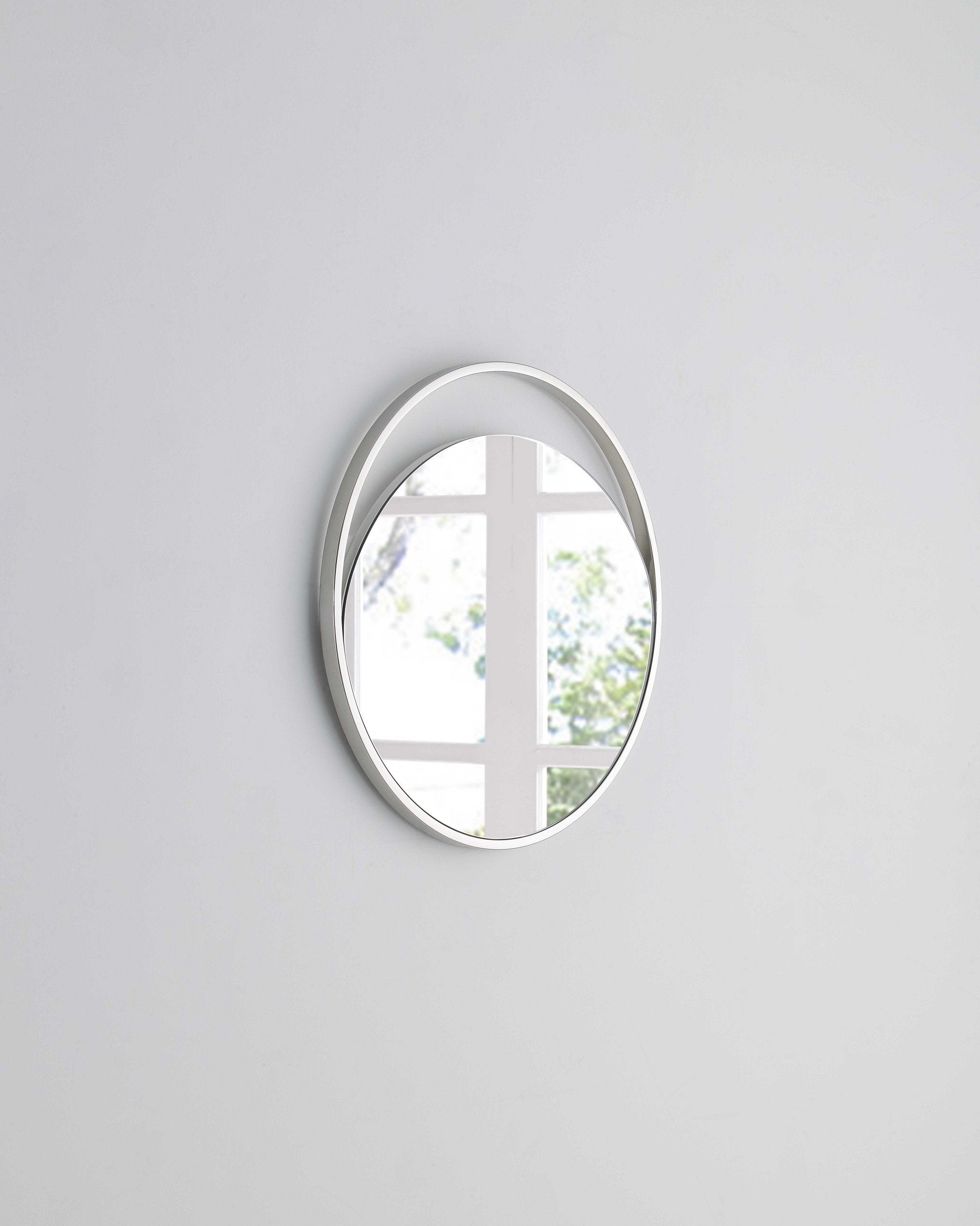 23" X 1.5" X White Glass Small Round Mirror