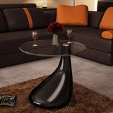 Coffee Table with Round Glass Top High Gloss Gray