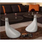 Coffee Table with Round Glass Top High Gloss Gray