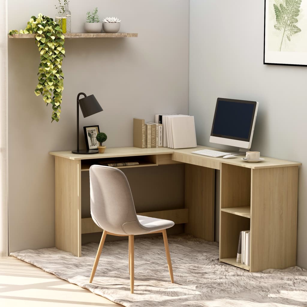L-Shaped Corner Desk White 47.2"x55.1"x29.5" Chipboard