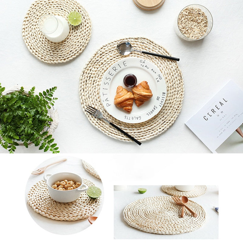 Corn fur woven Dining Placemat Heat Insulation Pot Holder Round