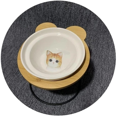 Wooden Framed Cat Food bowls