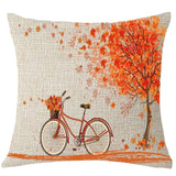 Happy Autumn Pillowcase Tree Maple Leaf Bicycle