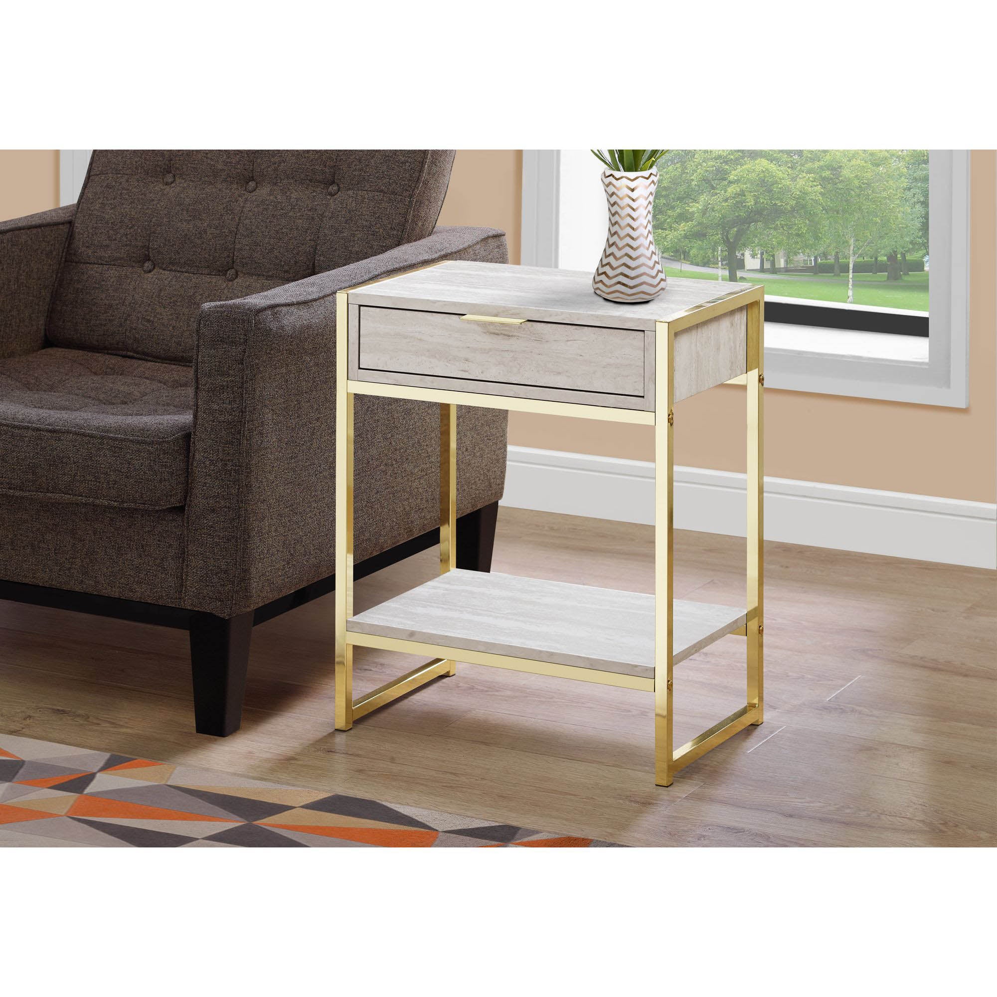 Monarch Specialties I Accent, END Table, Night Stand, BEIGE