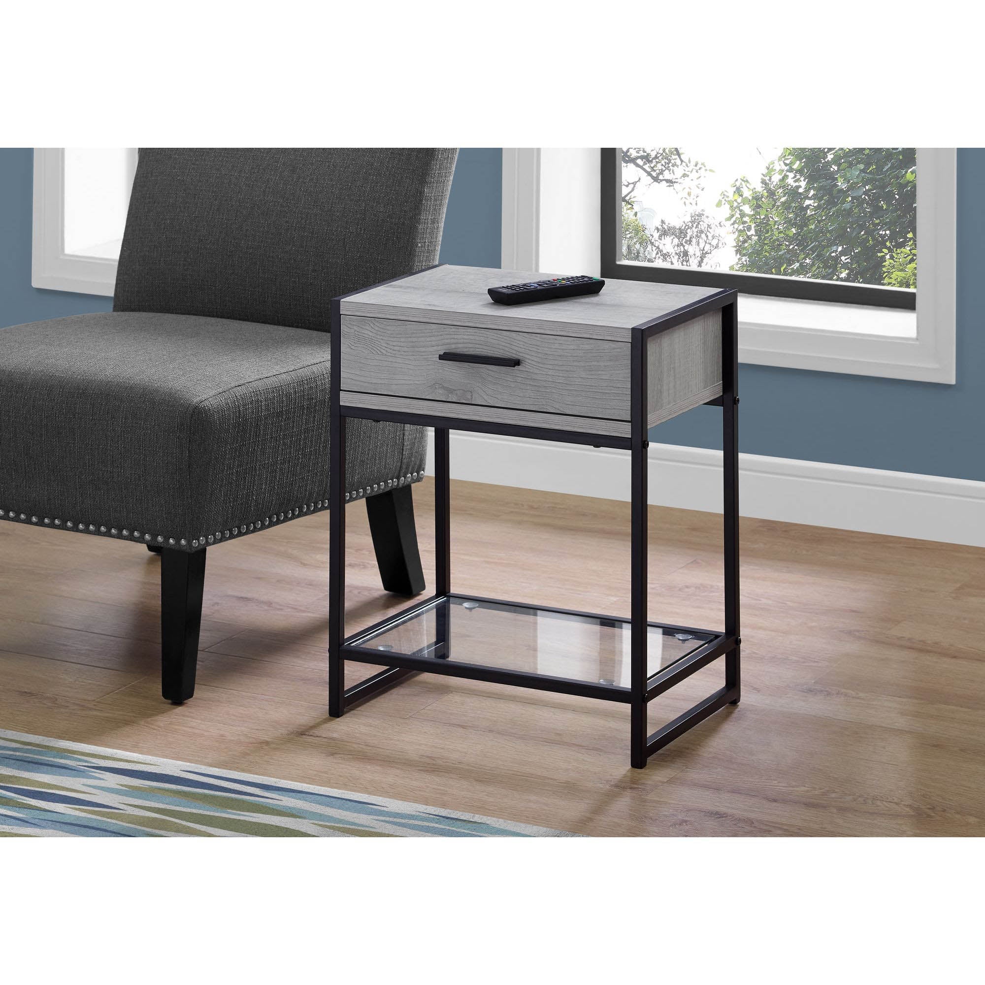 Monarch Specialties I Accent, END Table, Night Stand, GREY