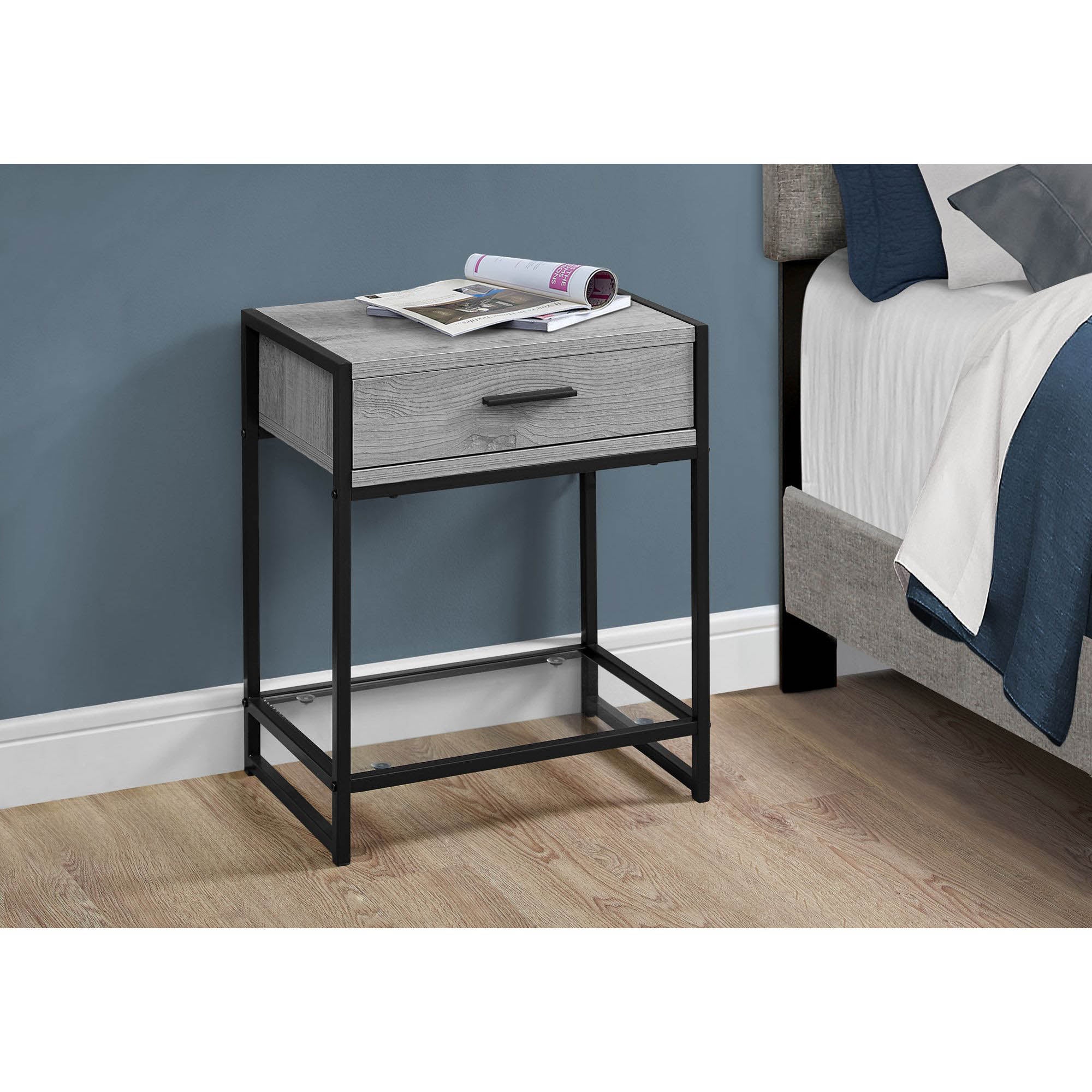 Monarch Specialties I Accent, END Table, Night Stand, GREY