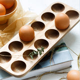 Japanese style Wooden Double Row Egg Storage Box Home Organizer Rack