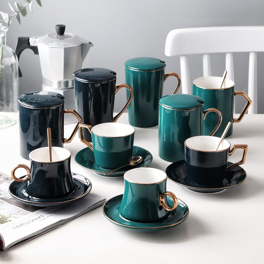 Elegant Ceramic Coffee Cup Set Porcelain