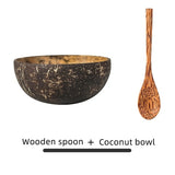 Natural Coconut Bowl Decoration Fruit Salad Noodle Rice Bowl Wooden