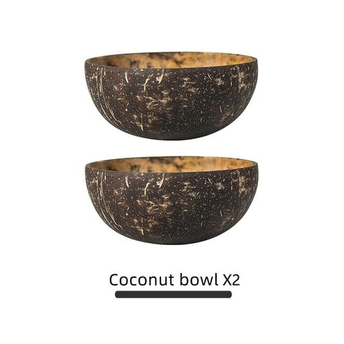 Natural Coconut Bowl Decoration Fruit Salad Noodle Rice Bowl Wooden