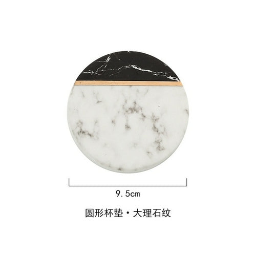 Black and Marble Ceramic Coaster
