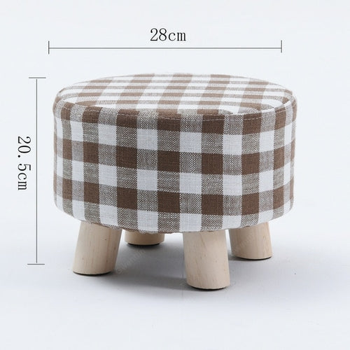 Nordic Round Fabric Stool Wooden Leg Pattern Modern Fashion Wood Small