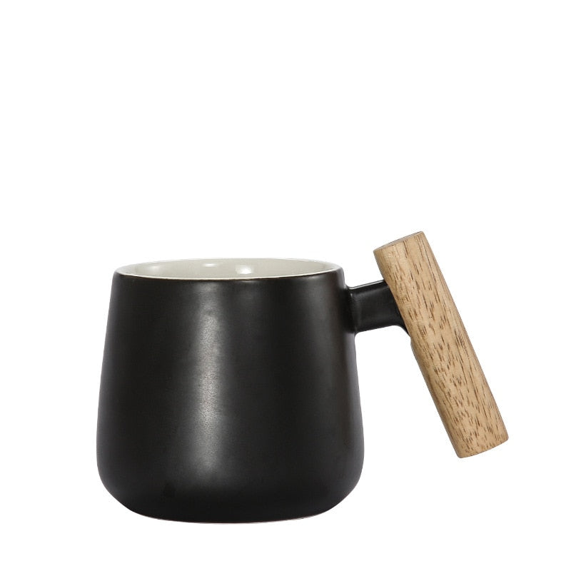Short Coffee Mug with Wooden Handle