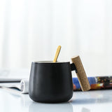 Short Coffee Mug with Wooden Handle