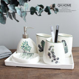 Nordic green plant ceramic six piece bathroom products Simple five