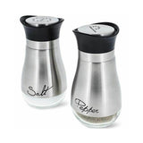 Salt and Pepper Shakers Stainless Steel Glass Set BPA Free, 4oz