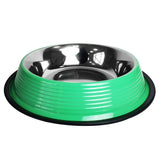 Ribbed No Tip Non Skid Colored Stainless Steel Bowl - Irish Green