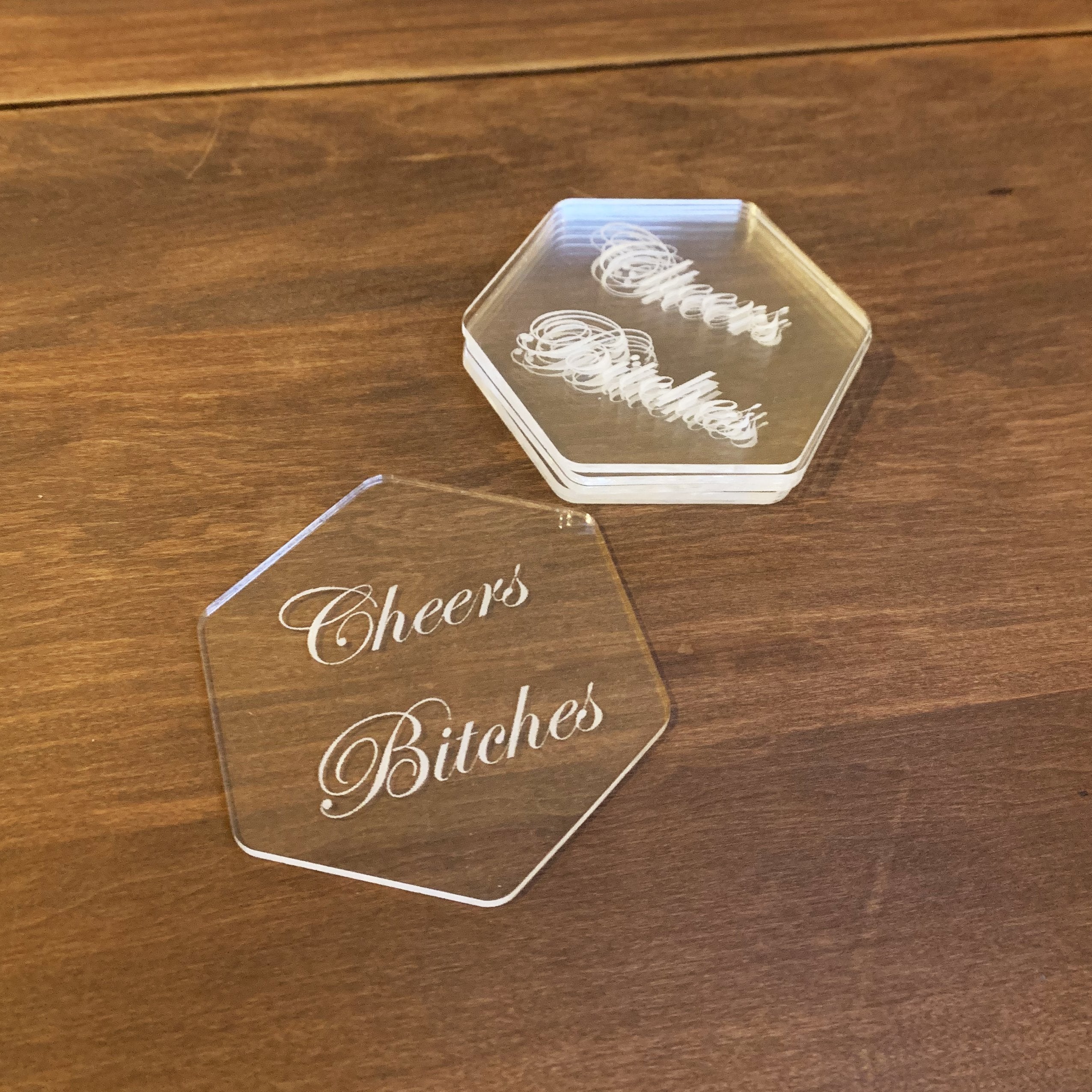 Cheers Bitches Clear Coaster Set