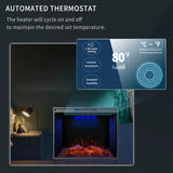 30 inch LED Recessed Electric Fireplace with 3 Top Light Colors