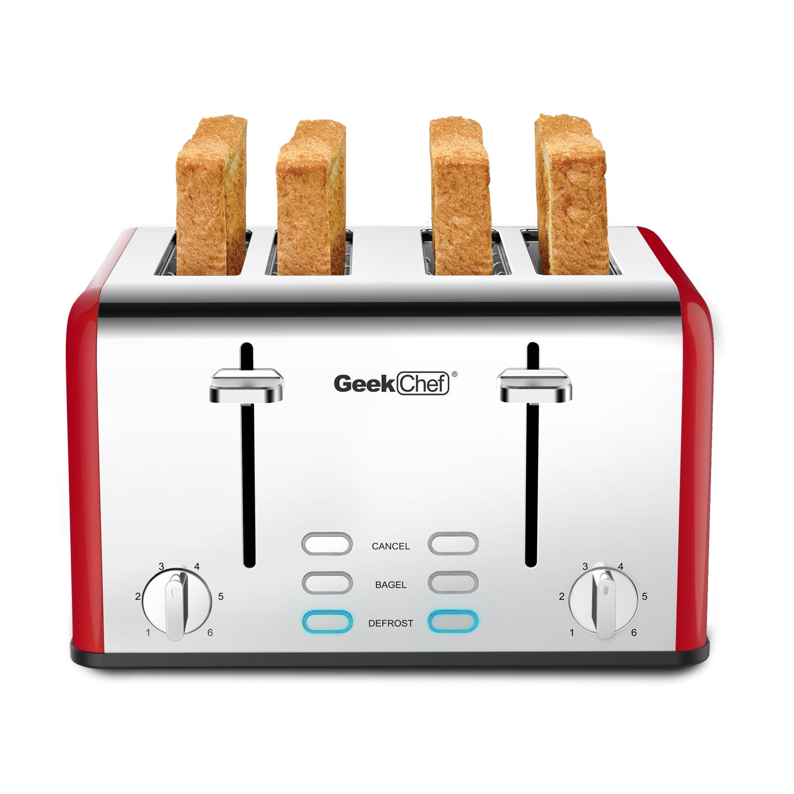 Geek Chef 4 Slice Toaster Retro Bagel Toaster