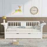 Twin Wooden Daybed with Trundle Bed Sofa Bed for Bedroom