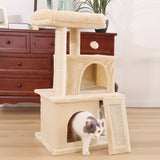 Polyester Cat Tree Kitten Furniture Plush Playhouse with Dangling Toy
