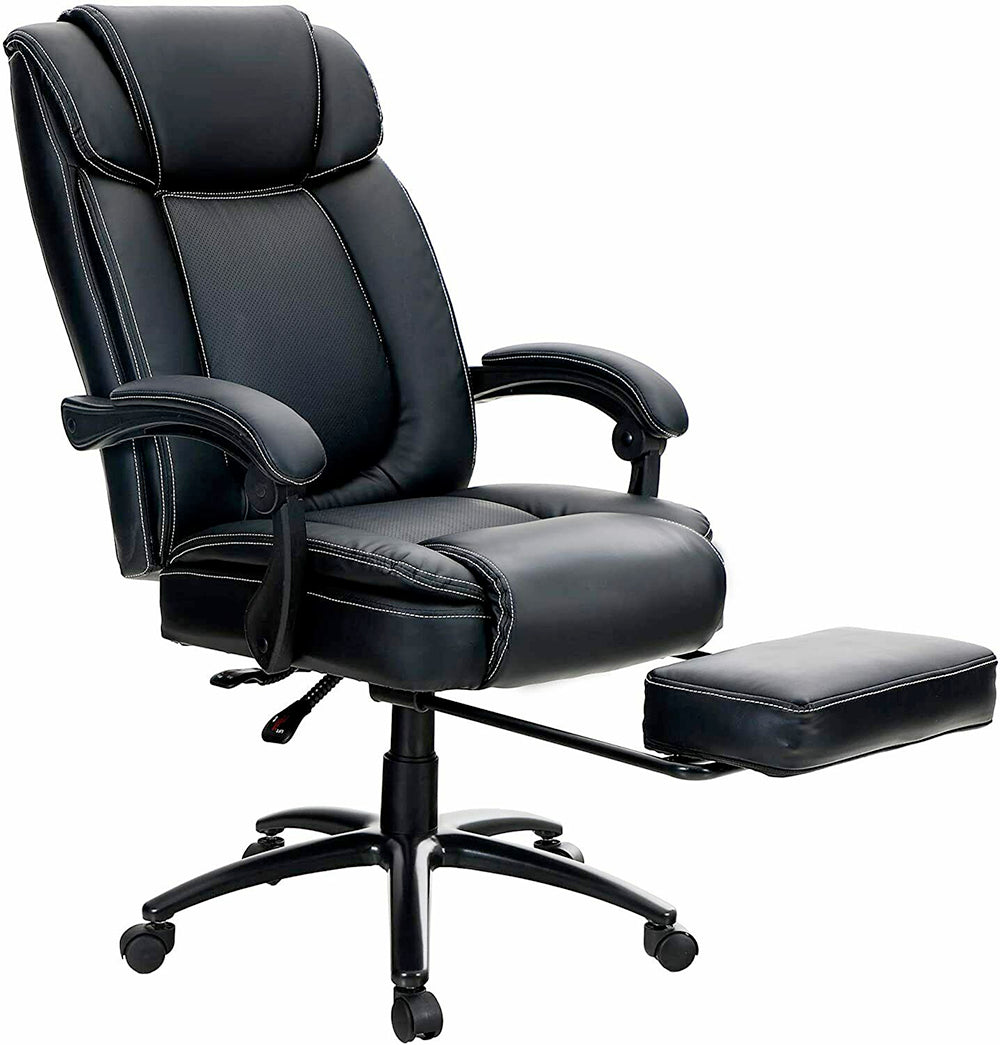 Lumbar Support Reclining Computer Office Chair with Foot Support