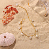 Pearl 18K Gold-Plated Charm Anklet