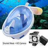 Full Face Snorkel Mask with Optional HD 1080P Action Sports Camera