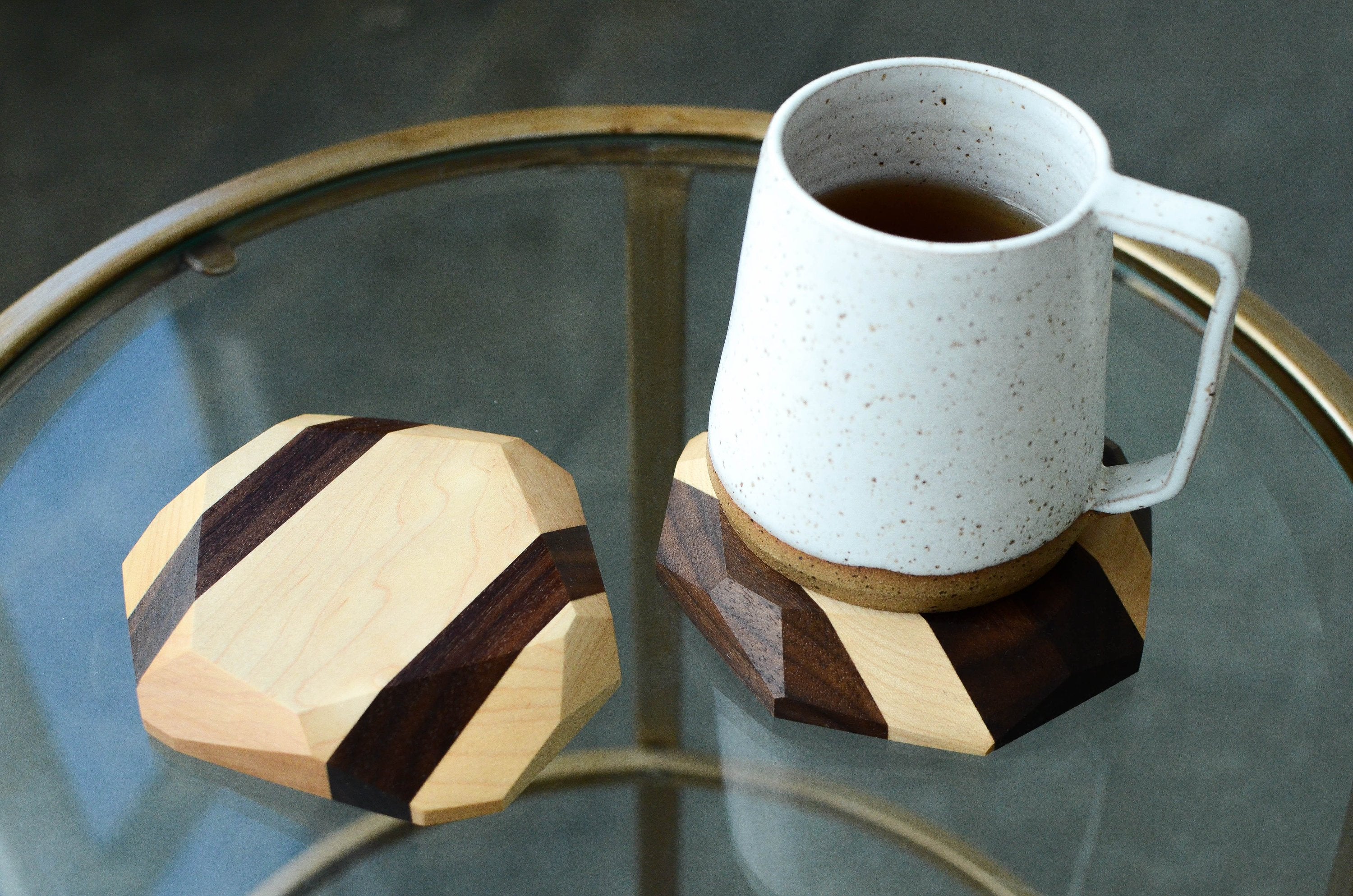 Hardwood Geometric Coasters (Set of 4)