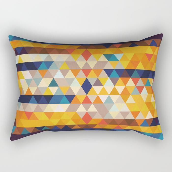 Orange & Blue Triangles Rectangle Pillow