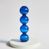Blue Glass Candle Holder & Vase Set
