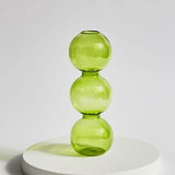 Green Glass Candle Holder & Vase Set