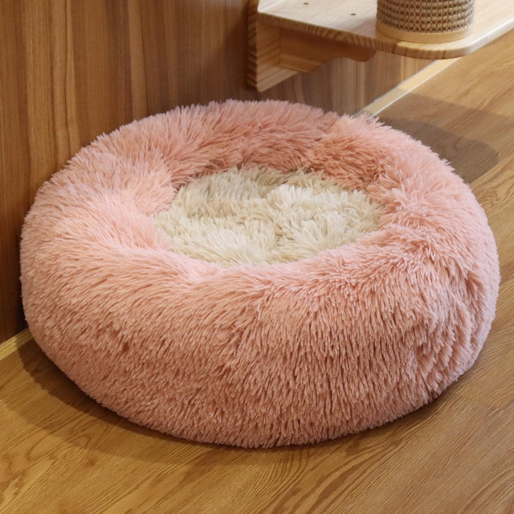 Pet Ultra Soft Long Plush Round Bed