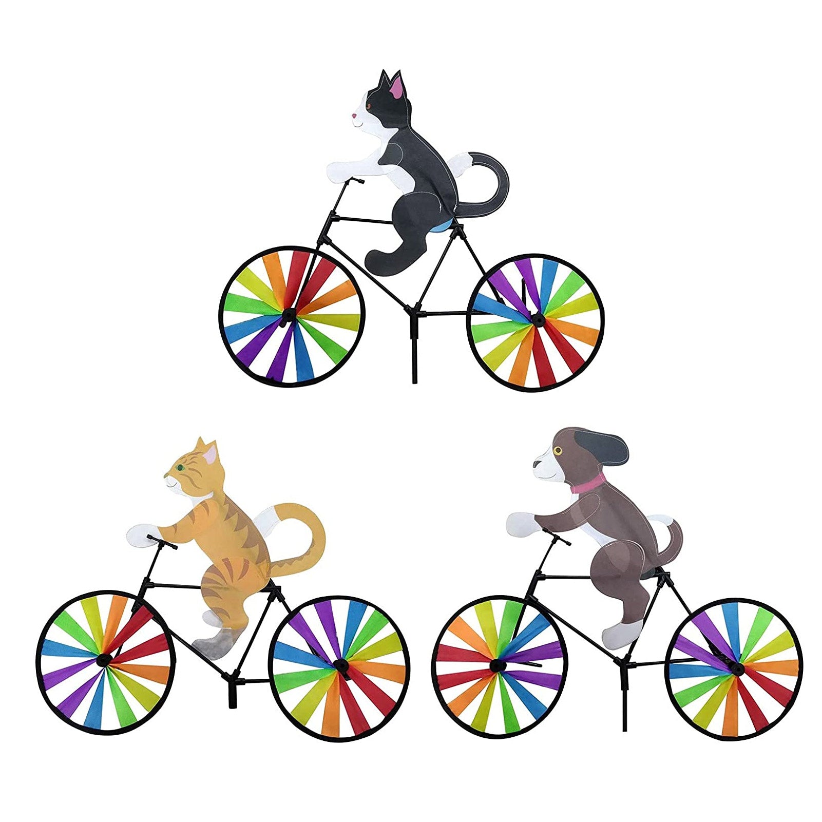 Cat Dog on Bicycle Wind Spinner